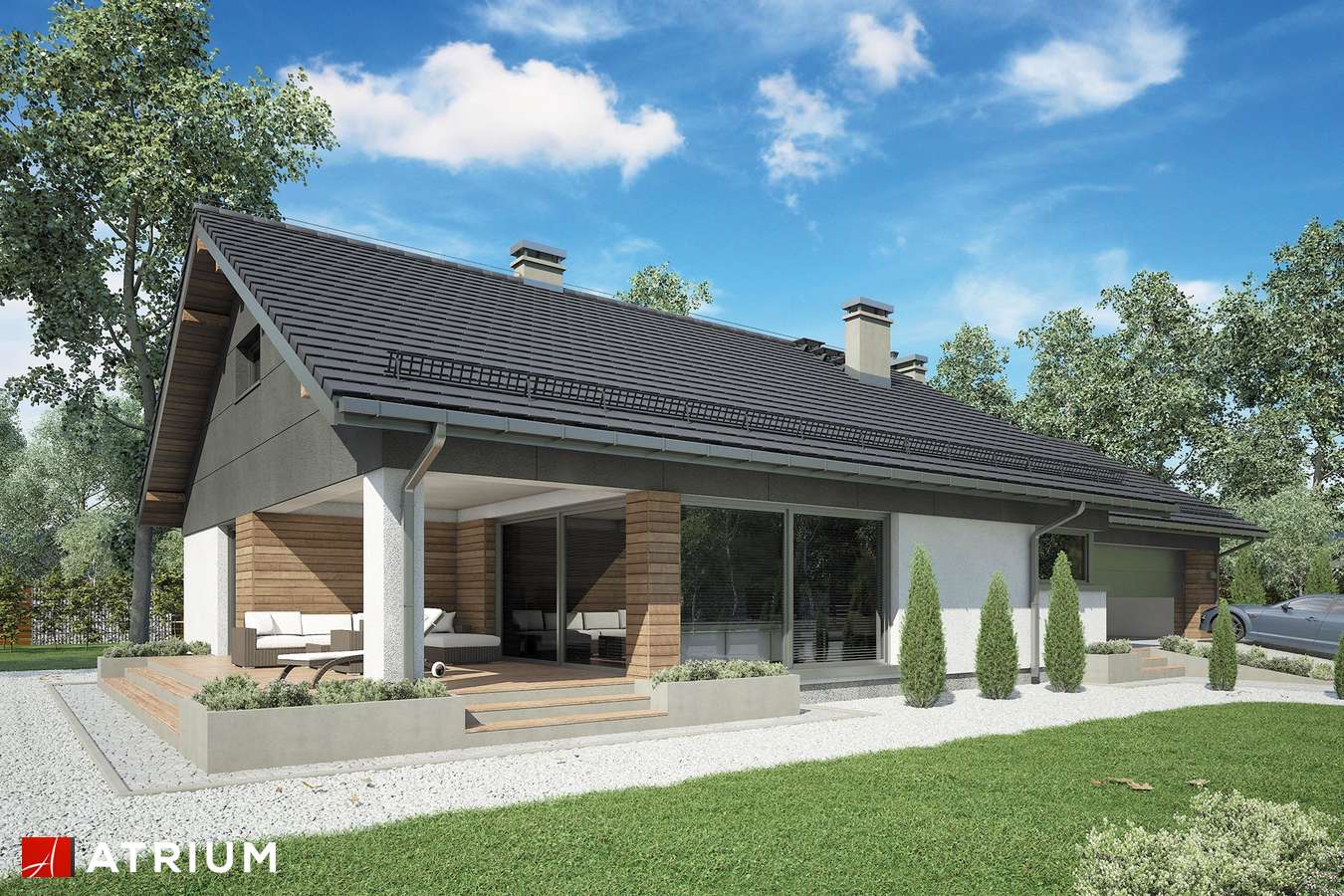 Projekty domów - Projekt domu parterowego KOS VIII - wizualizacja 1